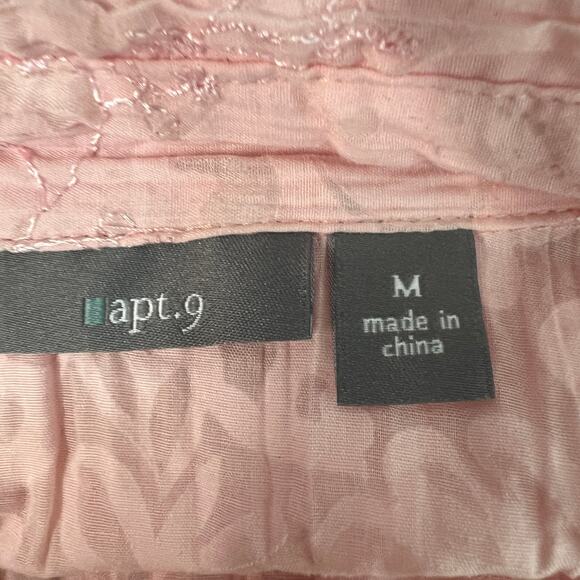 Apt.9 Embroidered Eyelet Soft Girl Fairy Prairie Cottage Pink Top Womens Medium - Picture 2 of 14